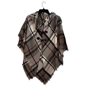 Plaid Over the Shoulder Shawl Cardigan One Size NWT